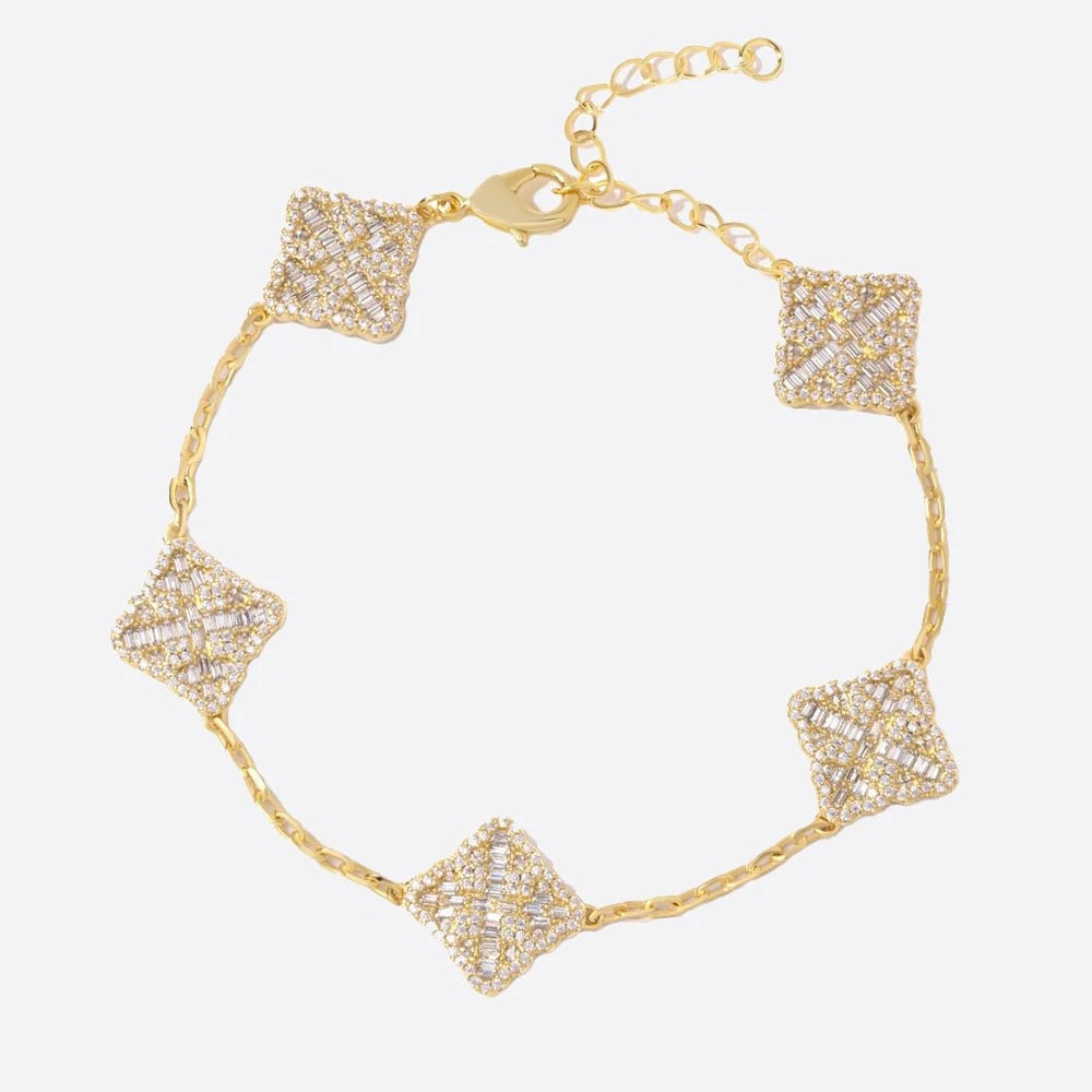 ICED CLOVER BRACELET - GOLD PLATED
