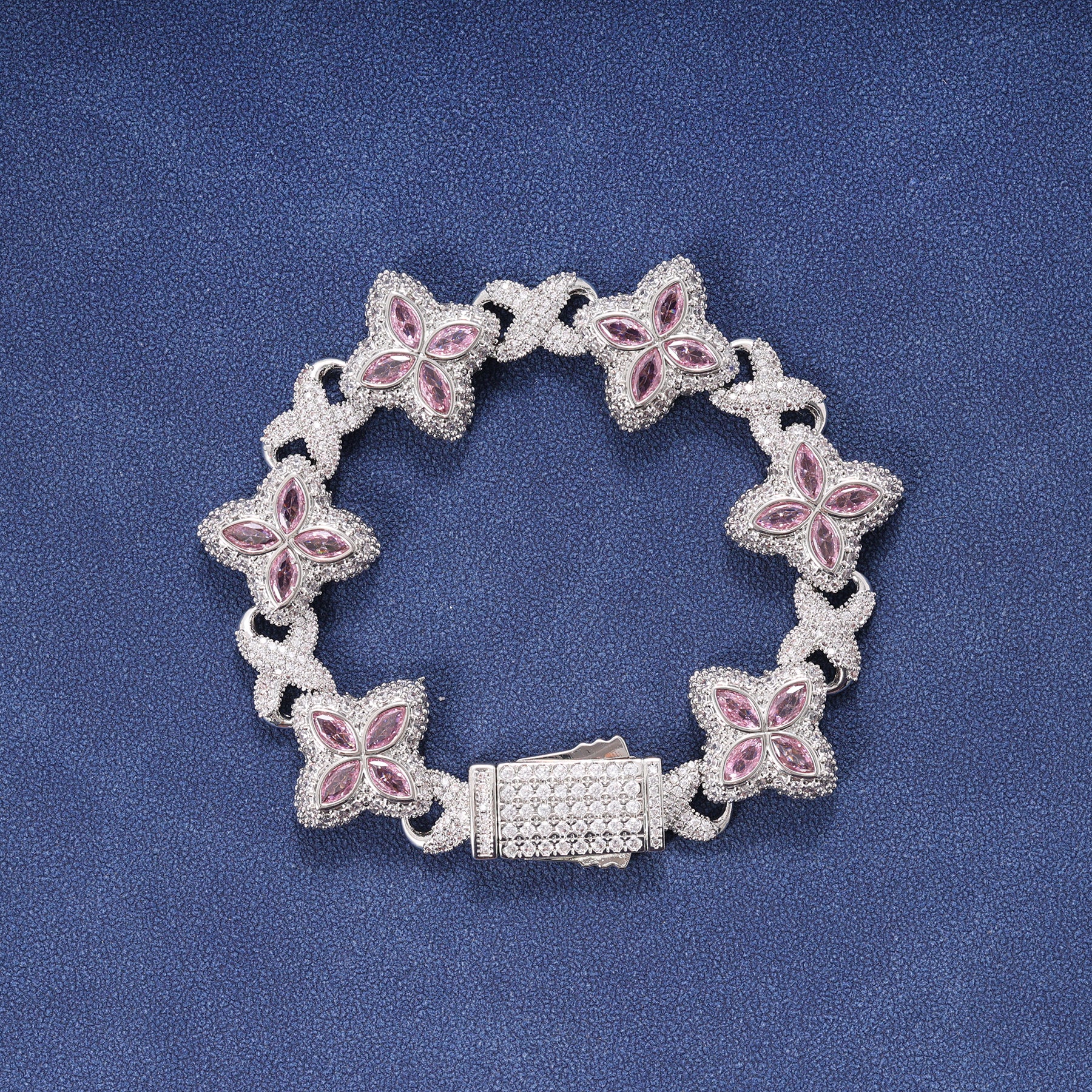 PINK CRYSTAL BRACELET – SILVER PLATED