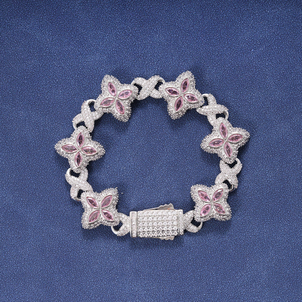 PINK CRYSTAL BRACELET – SILVER PLATED