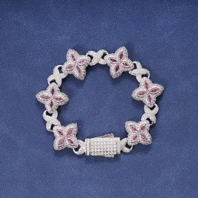 PINK CRYSTAL BRACELET – SILVER PLATED