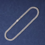 12MM DIAMOND PRONG LINK CHAIN - SILVER PLATED