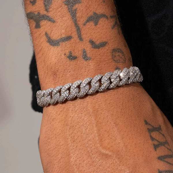 10MM ICED CUBAN LINK BRACELET - SILVER PLATED