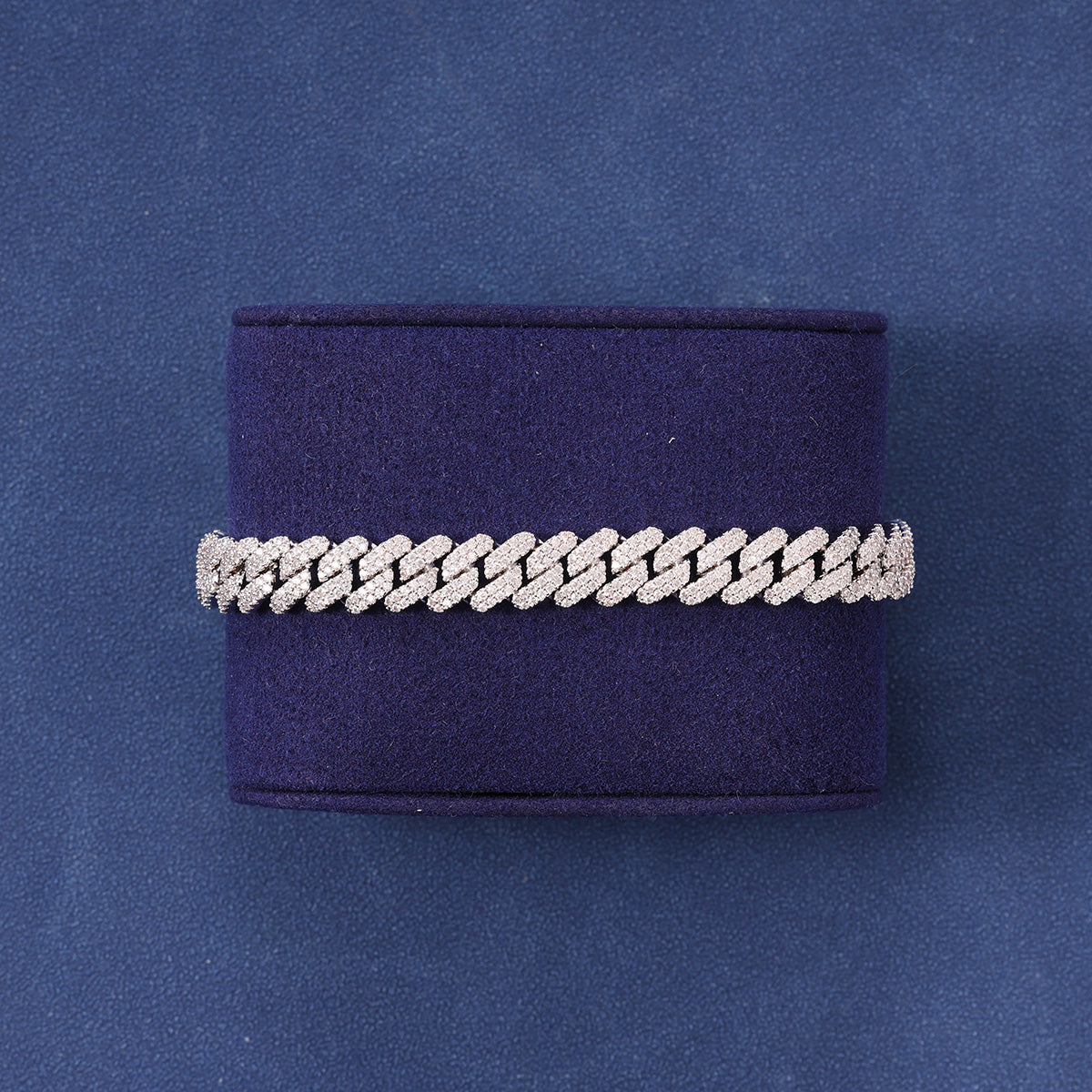 12MM DIAMOND PRONG LINK BRACELET - SILVER PLATED