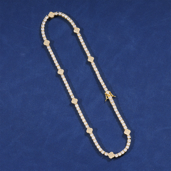 CLOVER LEAF TENNIS CHAIN - GOLD PLATED