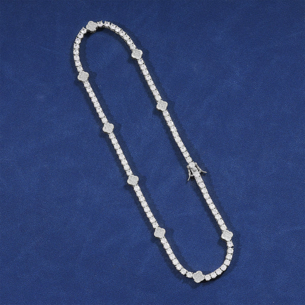 CLOVER LEAF TENNIS CHAIN - SILVER PLATED