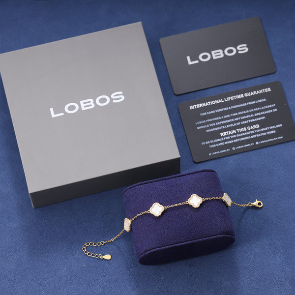 WHITE CLOVER BRACELET - GOLD PLATED
