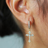 CELTIC CROSS DROP EARRINGS - SILVER PLATED