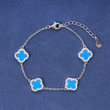 BLUE CLOVER BRACELET - SILVER PLATED