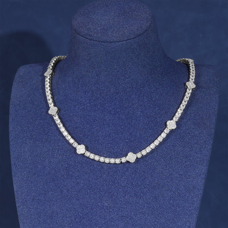 CLOVER LEAF TENNIS CHAIN - SILVER PLATED