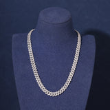 12MM DIAMOND PRONG LINK CHAIN - SILVER PLATED