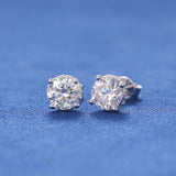 MOISSANITE ROUND STUDS- 925 SILVER - VVS1