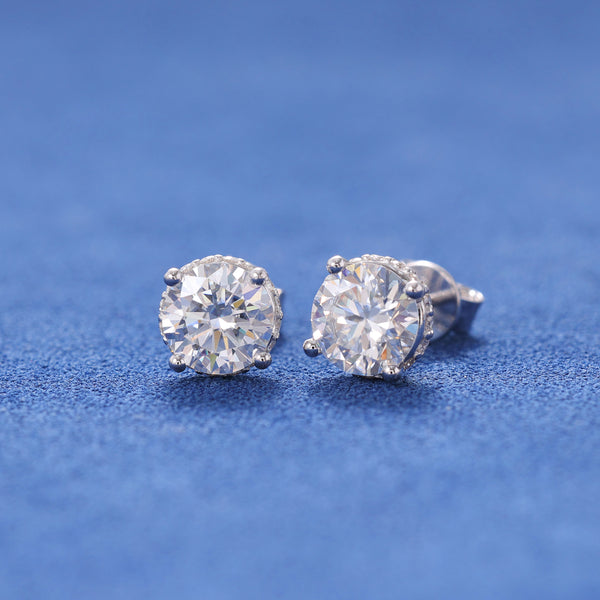 MOISSANITE ROUND STUDS- 925 SILVER - VVS1