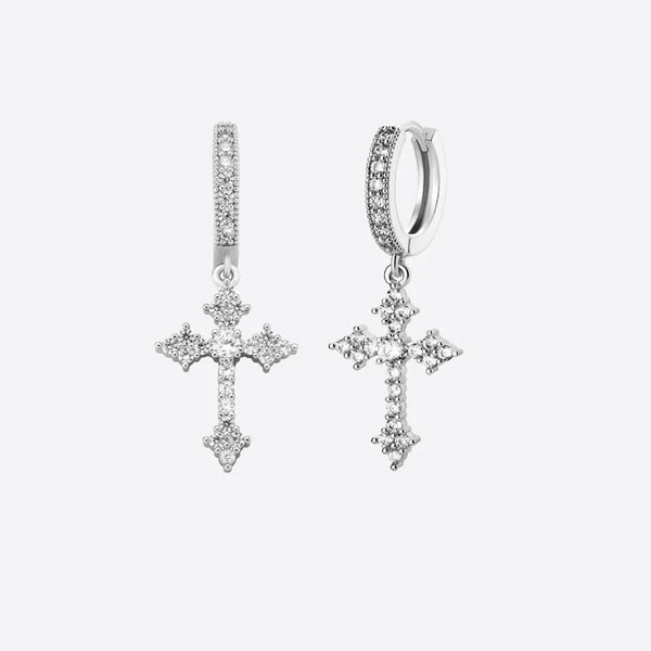CELTIC CROSS DROP EARRINGS - SILVER PLATED