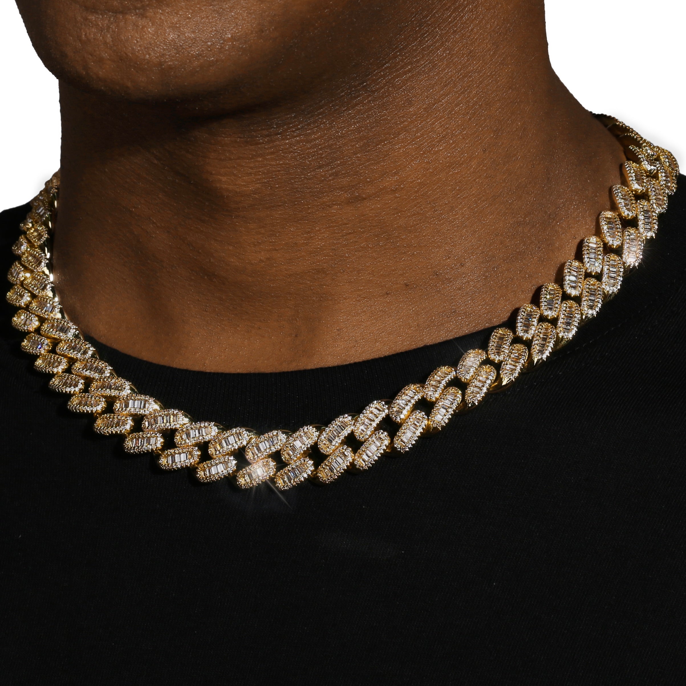 15MM BAGUETTE CUBAN LINK CHAIN - GOLD PLATED