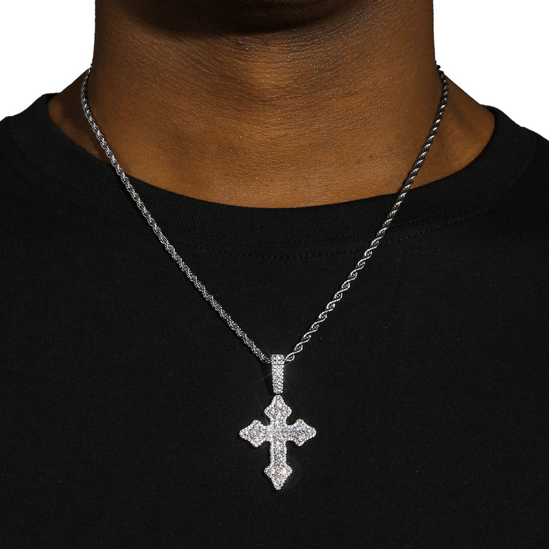 CLUSTERED CROSS PENDANT - SILVER PLATED