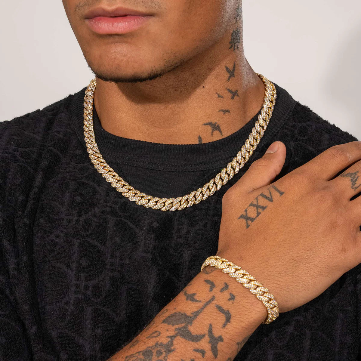 10MM ICED CUBAN LINK CHAIN - GOLD PLATED