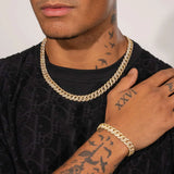 10MM ICED CUBAN LINK CHAIN & BRACELET SET - GOLD