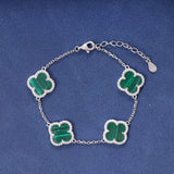 GREEN CLOVER BRACELET - SILVER PLATED