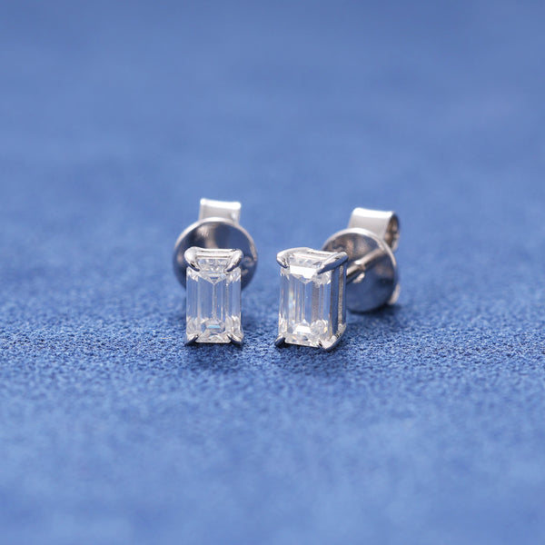 MOISSANITE EMERALD STUDS- 925 SILVER - VVS1