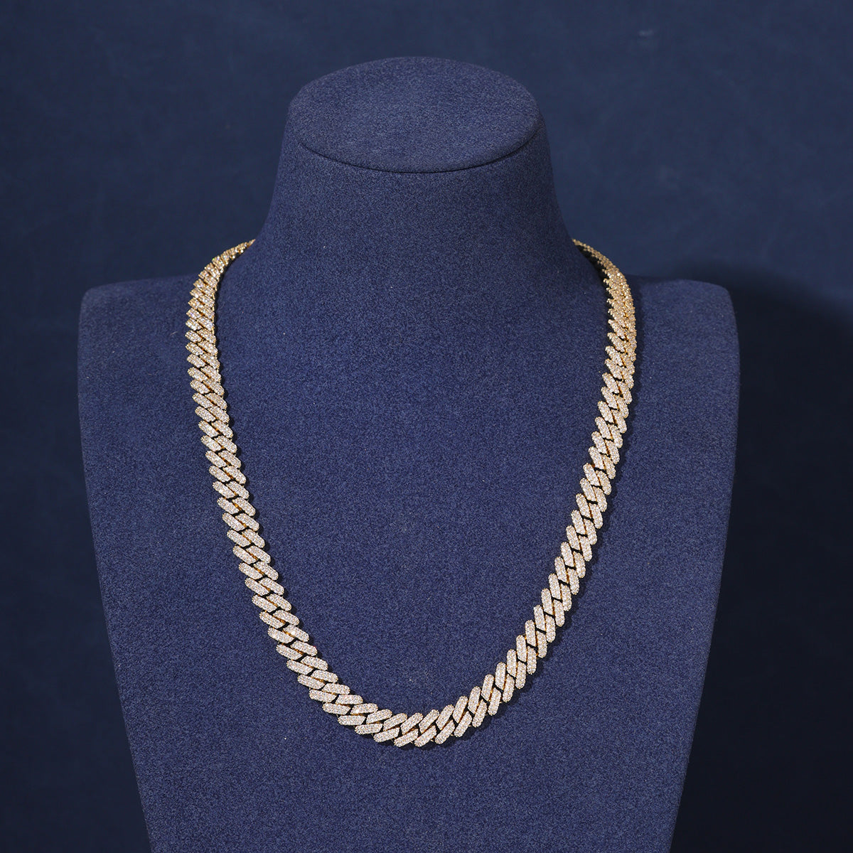 12MM DIAMOND PRONG LINK CHAIN - GOLD PLATED