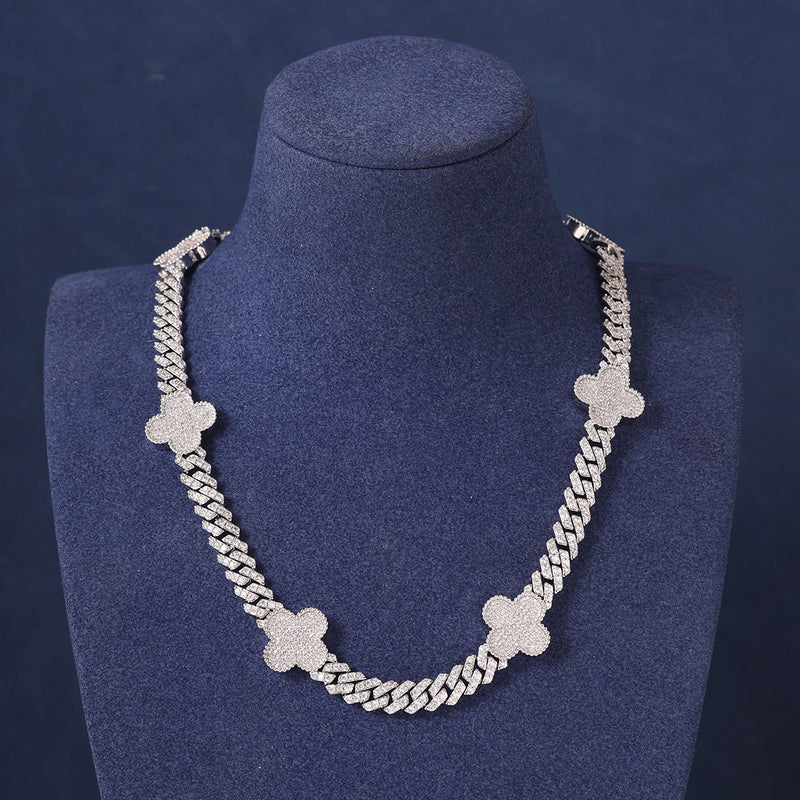 CUBAN CLOVER CHAIN - SILVER PLATED