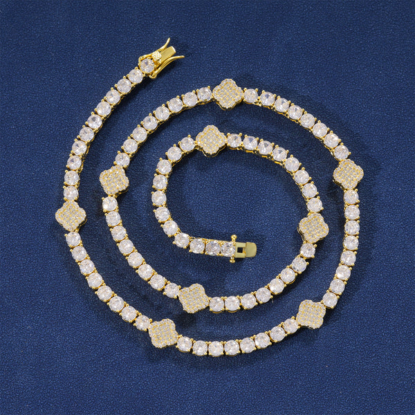CLOVER LEAF TENNIS CHAIN - GOLD PLATED