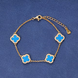 BLUE CLOVER BRACELET - GOLD PLATED