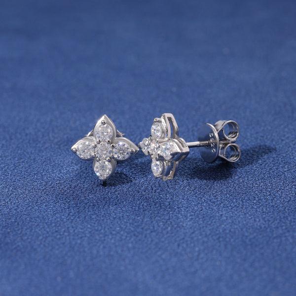 MOISSANITE FORTUNE CROSS STUDS - 925 SILVER - VVS1