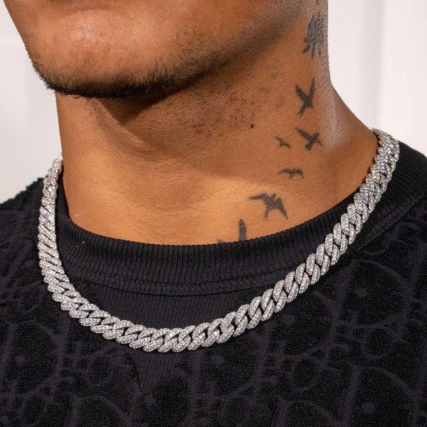 10MM ICED CUBAN LINK CHAIN - SILVER PLATED