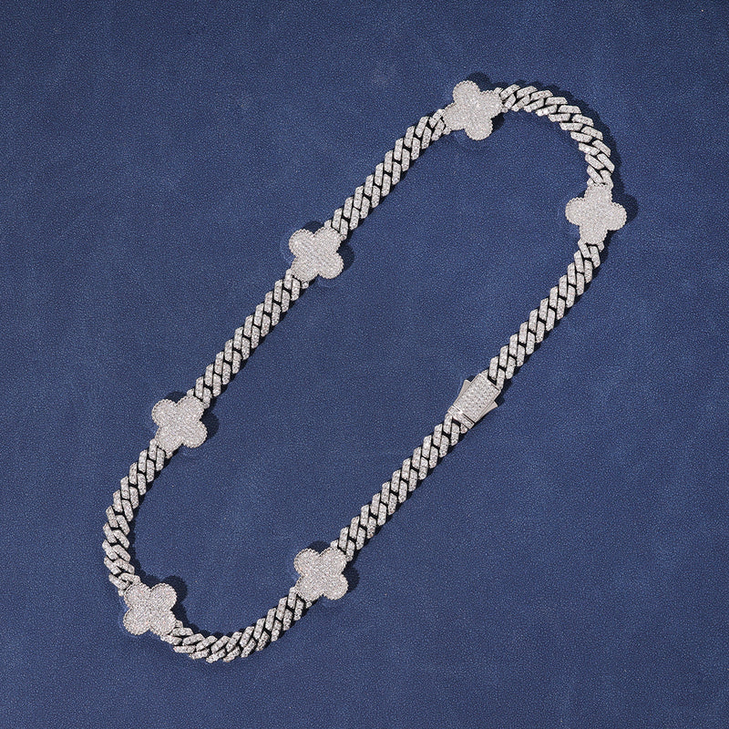CUBAN CLOVER CHAIN - SILVER PLATED