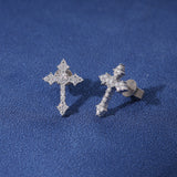MOISSANITE TAPERED CROSS STUDS - 925 SILVER - VVS1