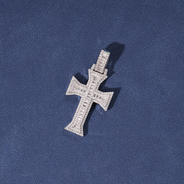 BAGUETTE CROSS PENDANT - SILVER PLATED