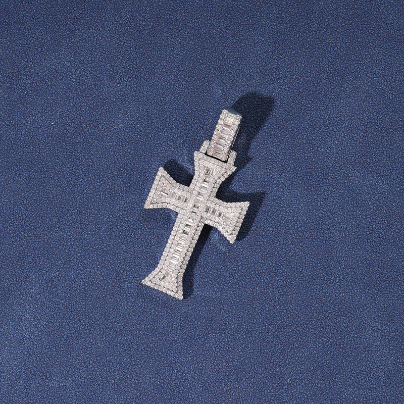 BAGUETTE CROSS PENDANT - SILVER PLATED