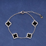 MIDNIGHT CLOVER BRACELET - SILVER PLATED