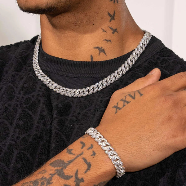 10MM ICED CUBAN LINK BRACELET - SILVER PLATED