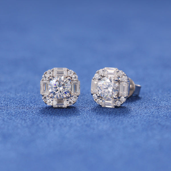 MOISSANITE BAGUETTE STUDS- 925 SILVER - VVS1