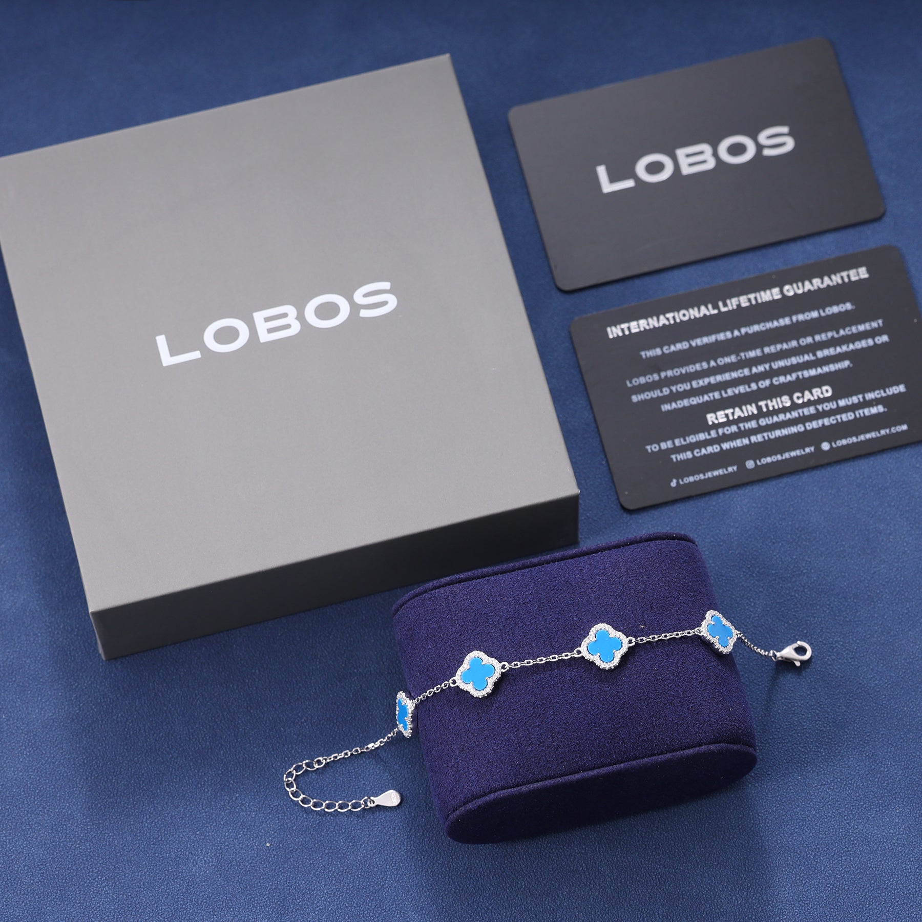 BLUE CLOVER BRACELET - SILVER PLATED