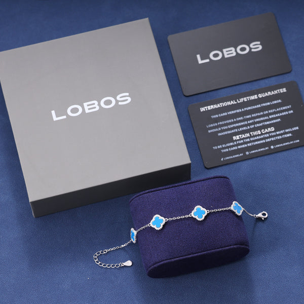 BLUE CLOVER BRACELET - SILVER PLATED