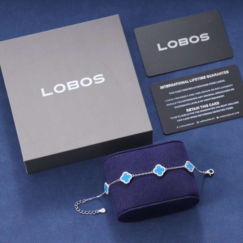 BLUE CLOVER BRACELET - SILVER PLATED