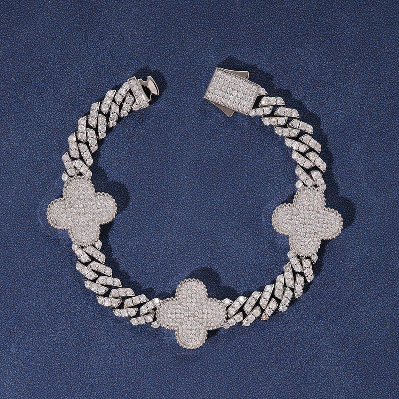 CUBAN CLOVER BRACELET - SILVER PLATED
