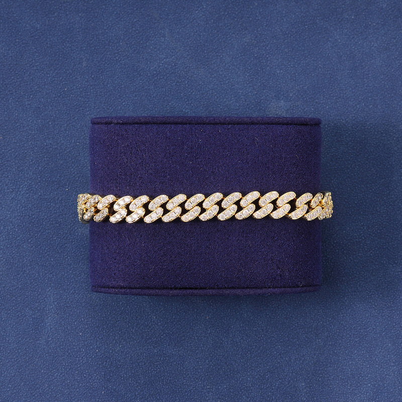 8MM ICED CUBAN BRACELET - GOLD PLATED