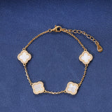WHITE CLOVER BRACELET - GOLD PLATED