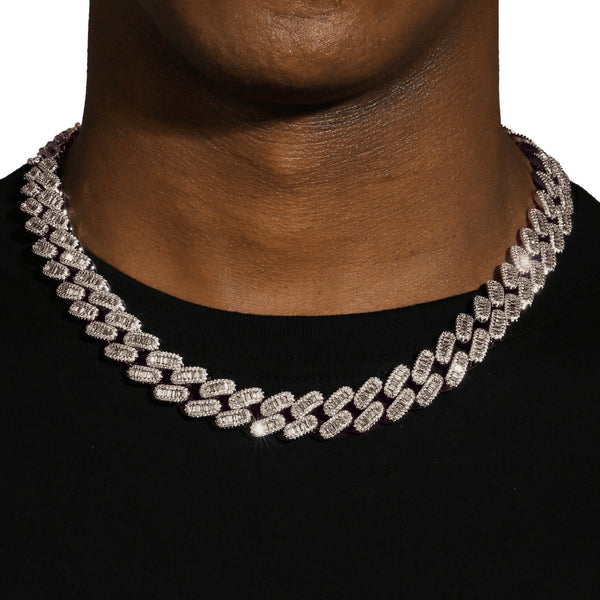 15MM BAGUETTE CUBAN LINK CHAIN - SILVER PLATED