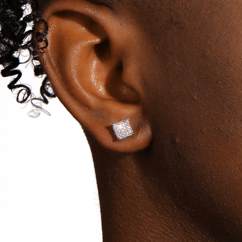 MOISSANITE ICED SQUARE EARRINGS- 925 SILVER - VVS1