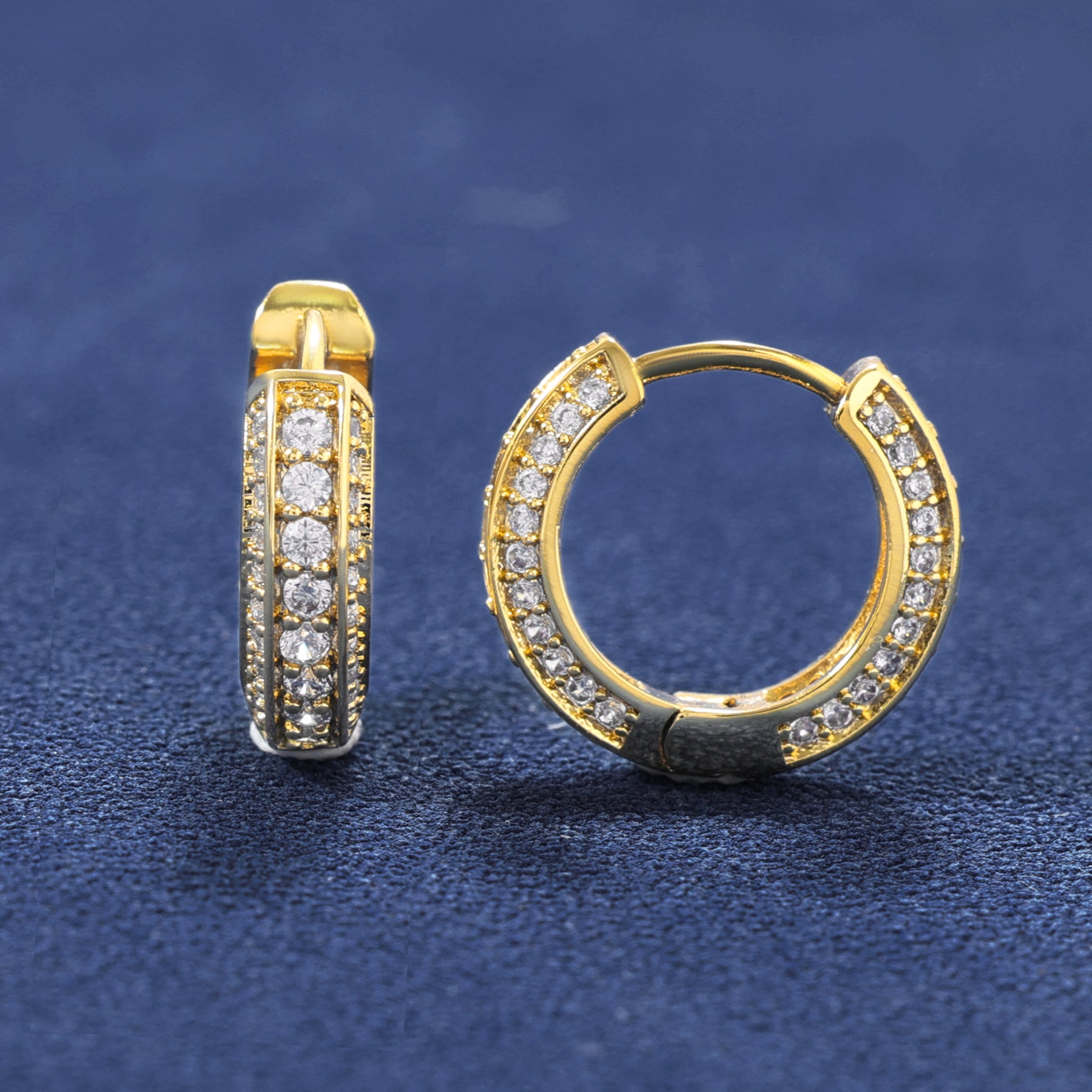 ICED HOOP EARRINGS - GOLD PLATED