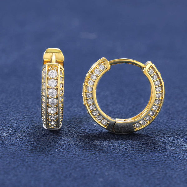 ICED HOOP EARRINGS - GOLD PLATED