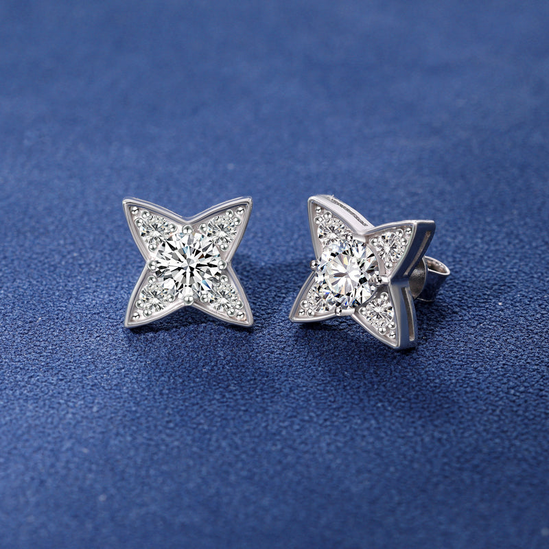 MOISSANITE FROST STAR STUDS - 925 SILVER - VVS1