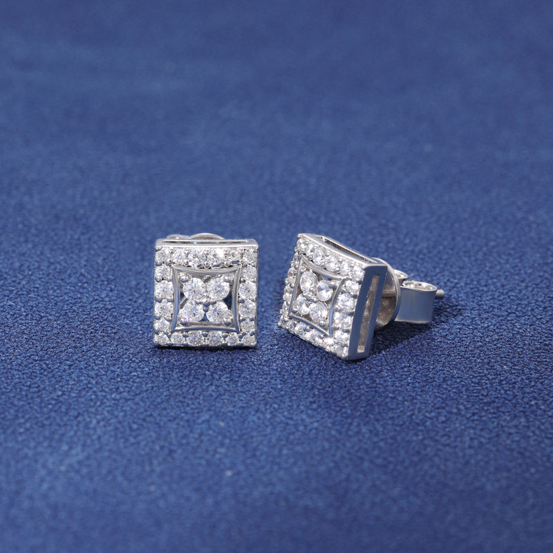 MOISSANITE ROYAL SQUARE STUDS - 925 SILVER - VVS1