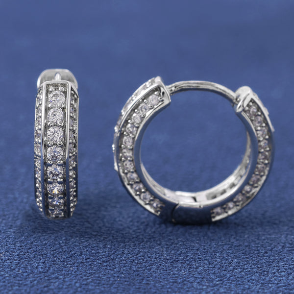 ICED HOOP EARRINGS - SILVER PLATED