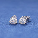 MOISSANITE HEART STUDS- 925 SILVER - VVS1
